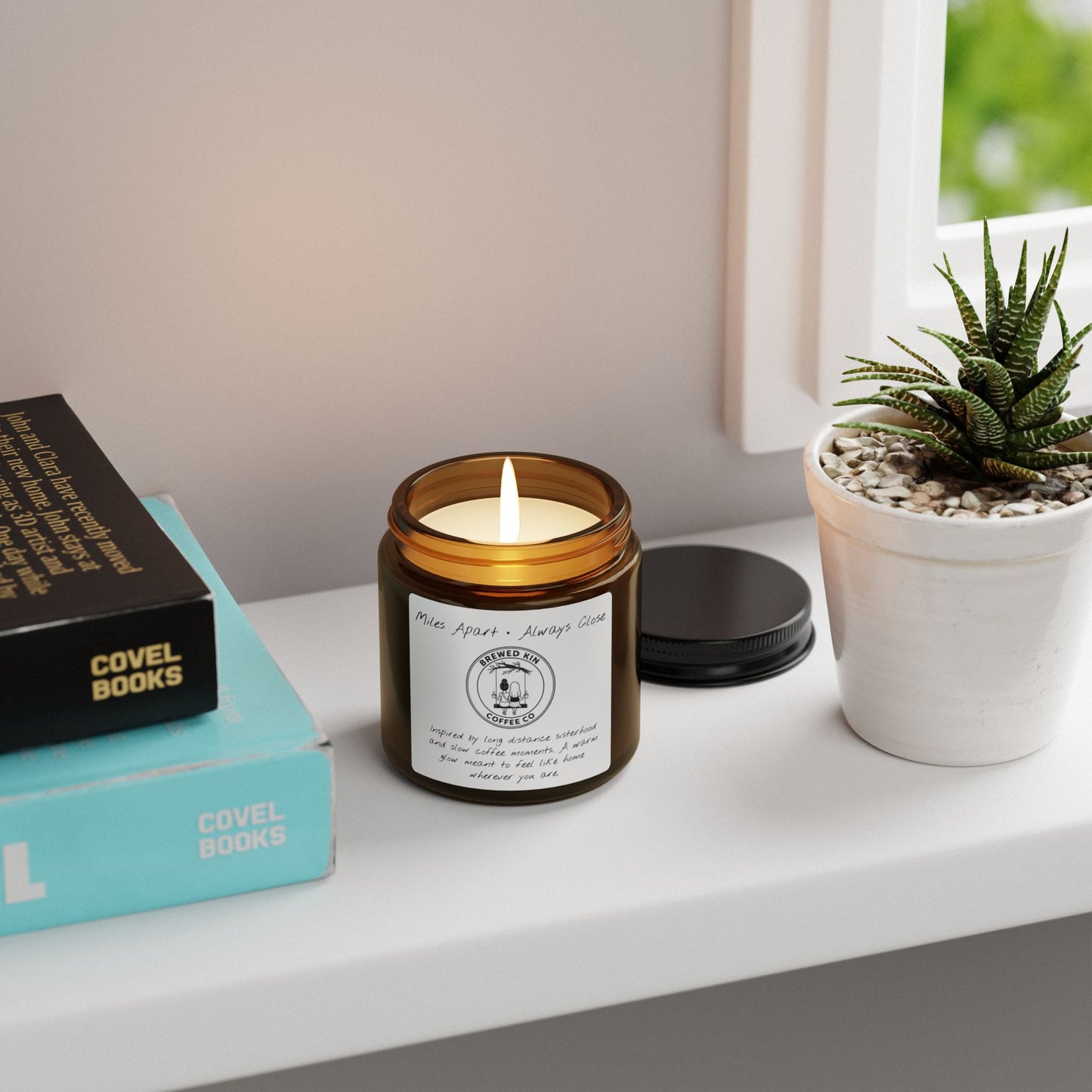 Coffee Shop Soy Candle — Brewed Kin Amber Jar (Scented)